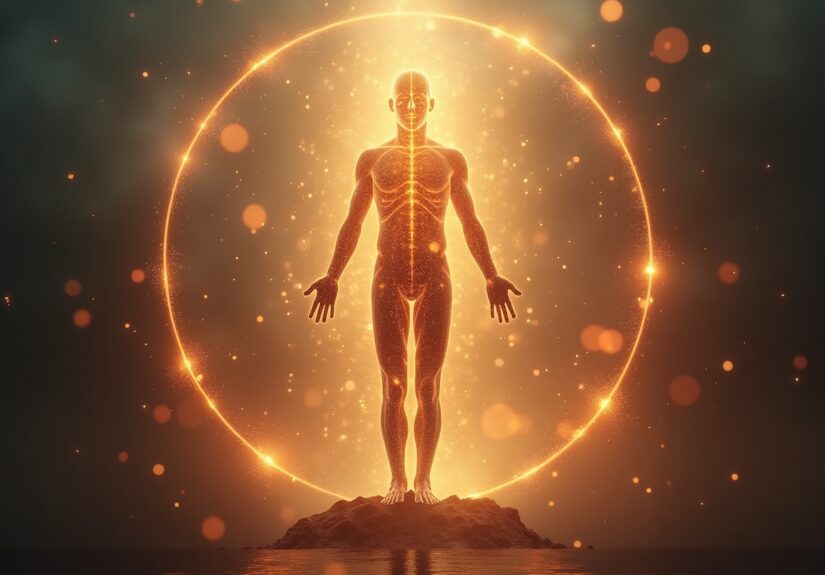 Abstrakti iliustracija, simbolizuojanti žmogaus papilomos viruso sudėtingumą, su vynais ir žiedais, kurie atspindi gijimo ir išgydymo procesus.